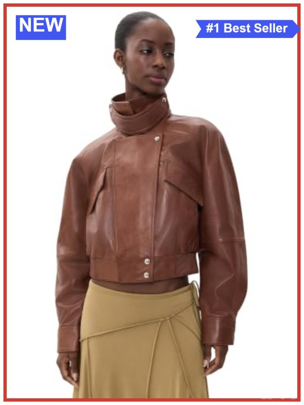 Women's Leather Jacket Mid-Weight Sheepskin Snap Zip Moto